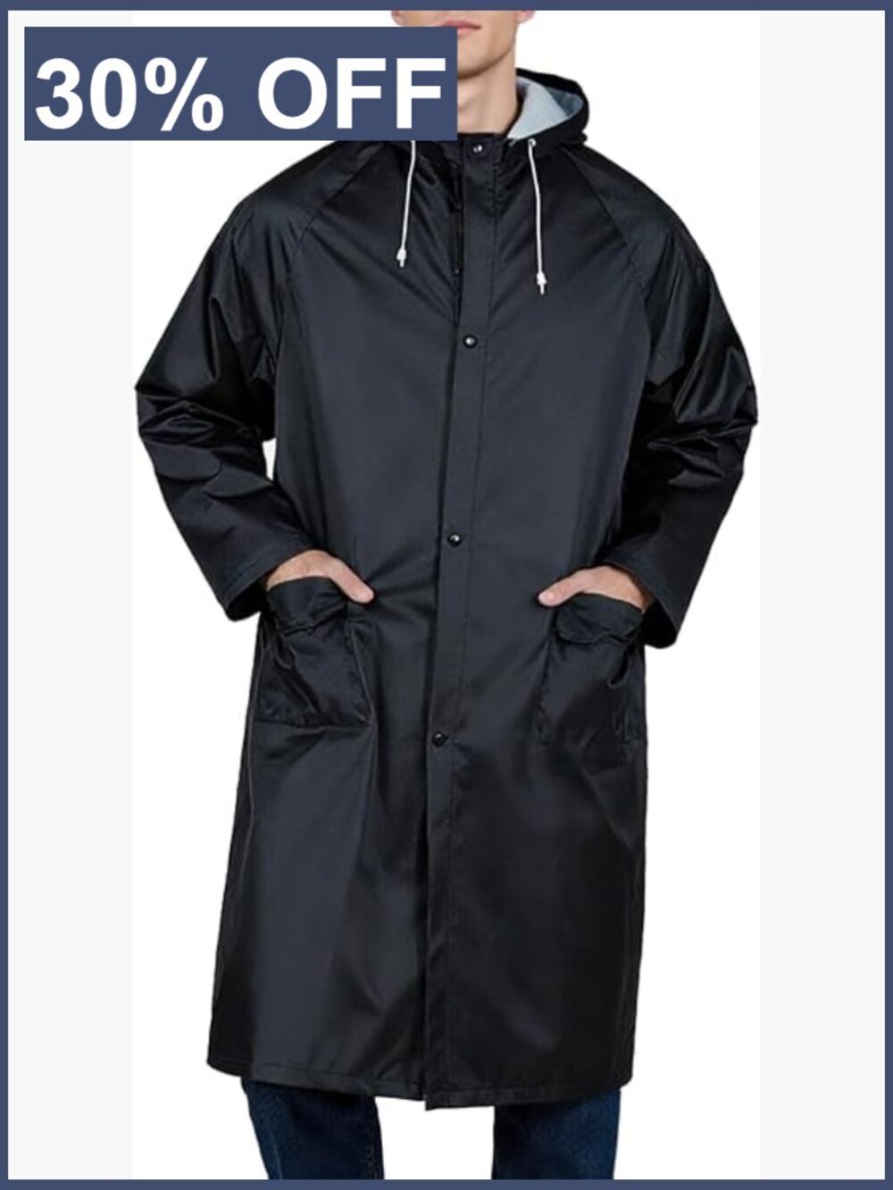 Men's Long Waterproof Rain Jacket Windbreaker Hooded Lightweight Fishing Coat